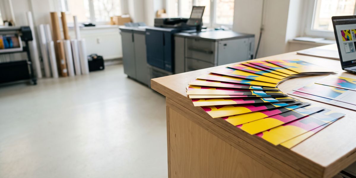 Gedruckte Flyer und Postkarten